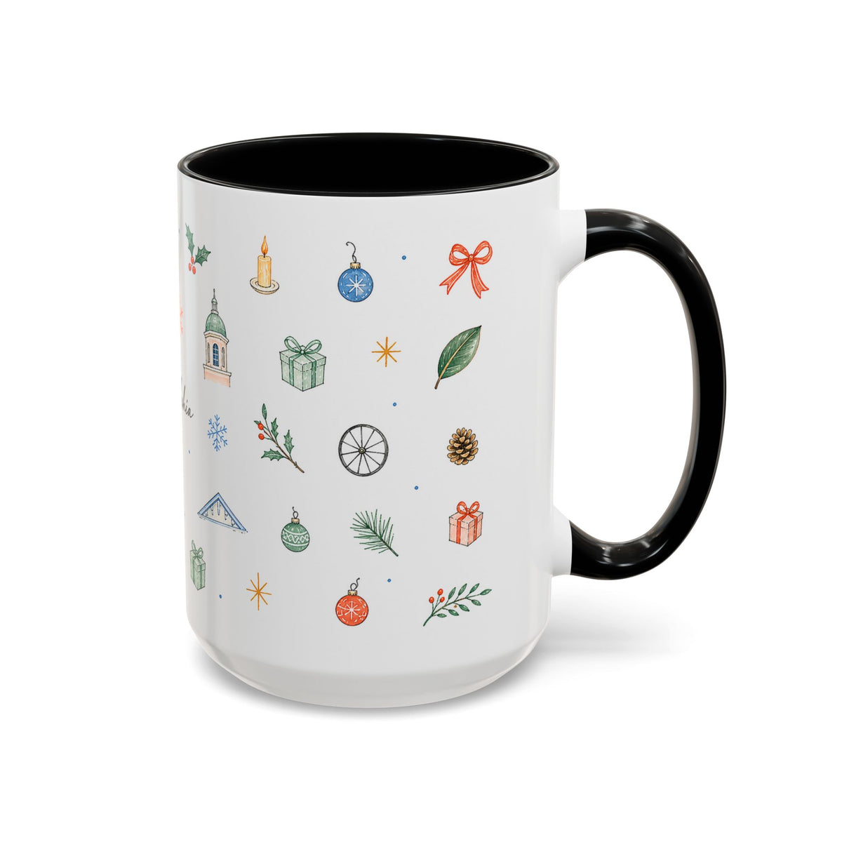 Philadelphia Christmas Mug | Watercolor Travel Souvenir | Holiday Gift | Accent Ceramic Coffee Cup 11oz 15oz