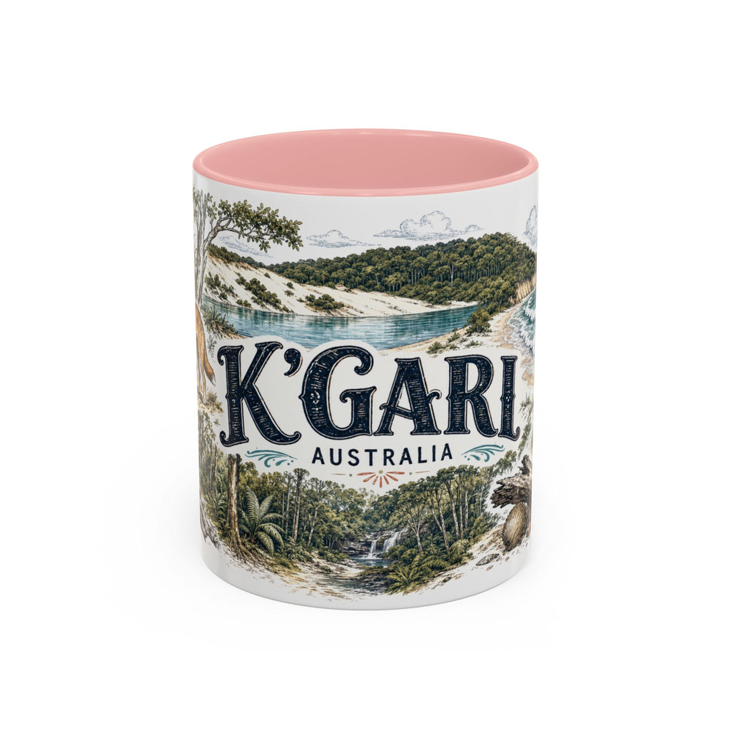 K'gari Mug, Australia Travel Souvenir, Bucket List Gift, Accent Ceramic Coffee Mug 11oz 15oz