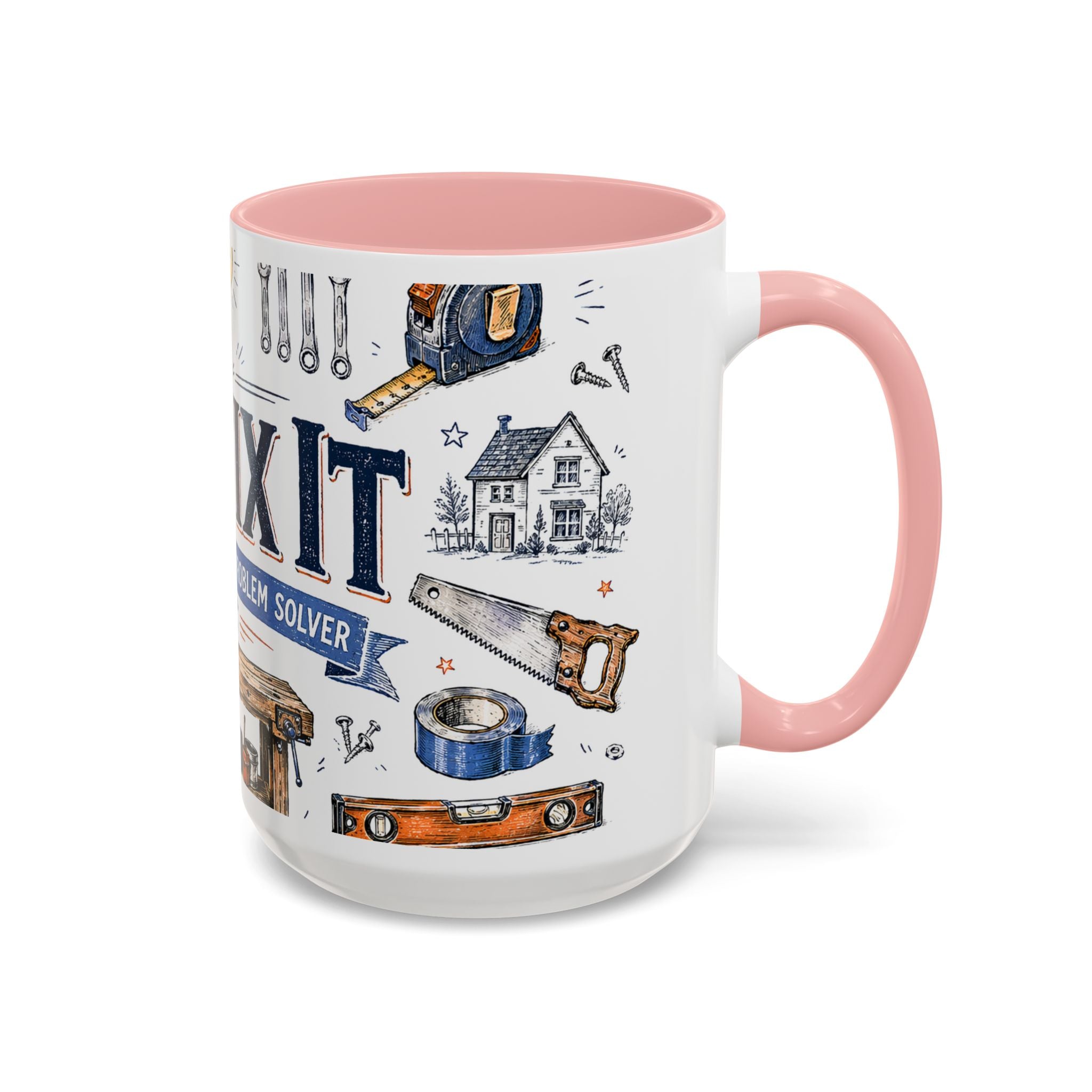 Mr Fix It Coffee Mug | Father's Day Gift for Dad | Accent Color Ceramic 11oz 15oz