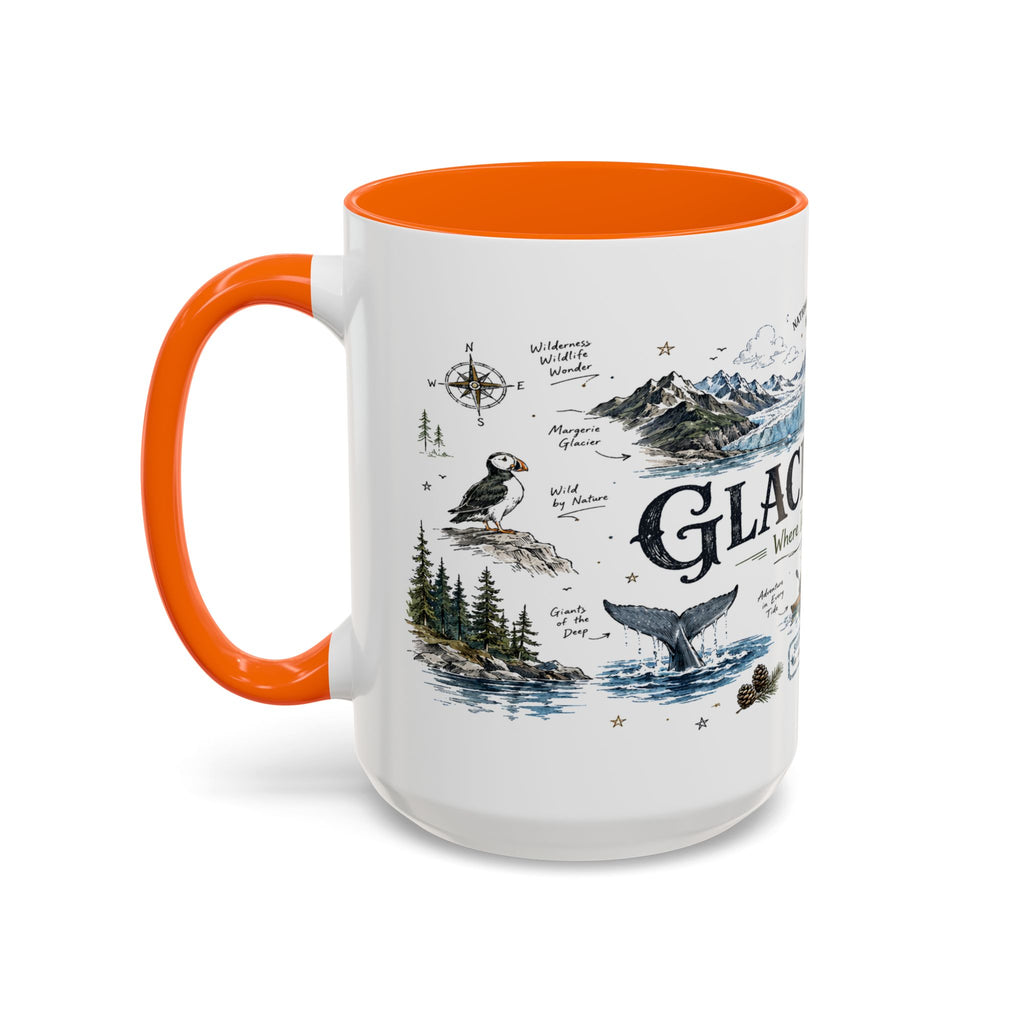 Glacier Bay National Park Coffee Mug | Alaska Wilderness Kayaking Gift | Accent Color Ceramic 11oz 15oz