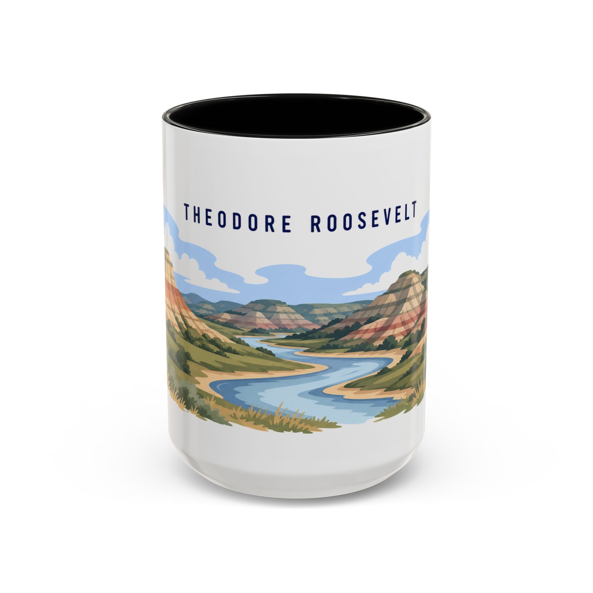 Theodore Roosevelt National Park Coffee Mug | Solid Color Block Park Souvenir | 11oz 15oz Accent Mug