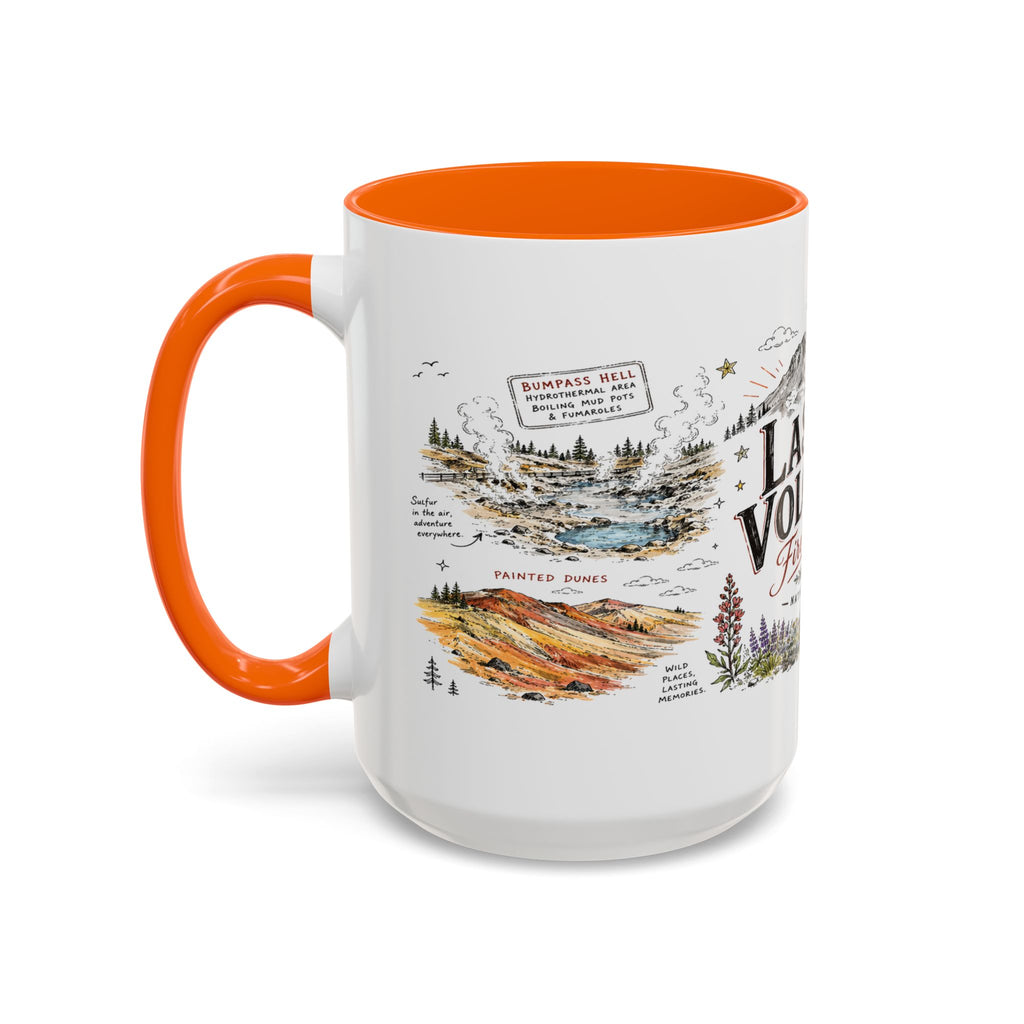Lassen Volcanic National Park Coffee Mug | California Volcano Geothermal Hiking Gift | Accent Color Ceramic 11oz 15oz