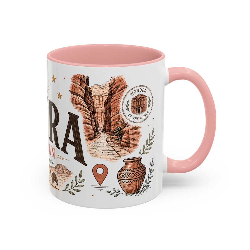 Petra Coffee Mug | Travel Destination Souvenir Gift | Accent Color Ceramic 11oz 15oz