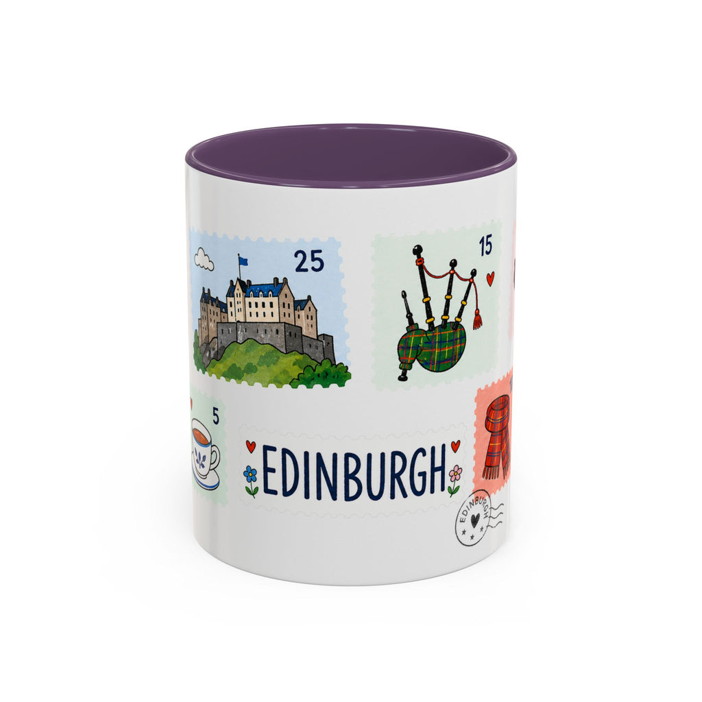 Edinburgh Coffee Mug | Postage Stamp Collage Mug | Travel Souvenir Accent Cup 11oz 15oz