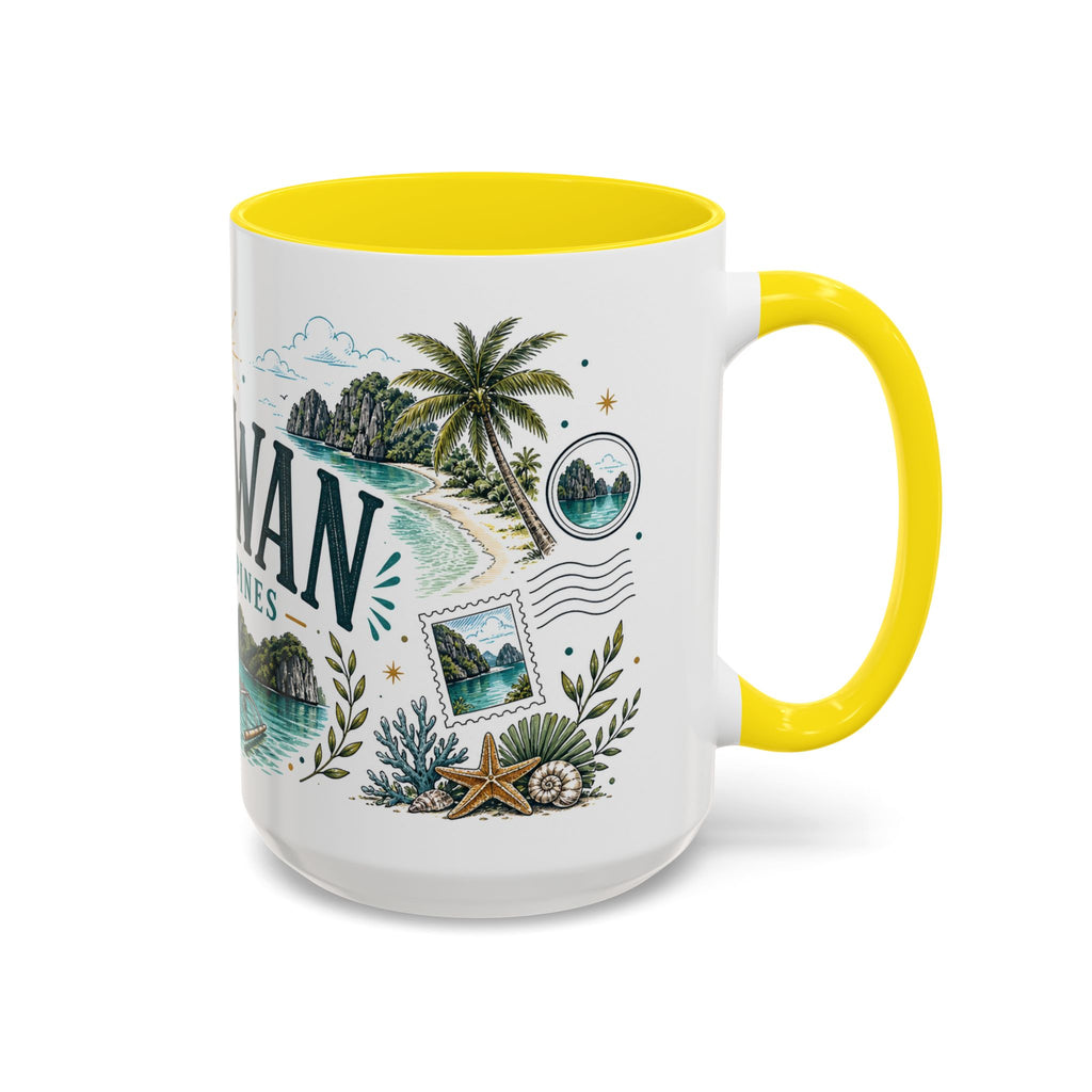 Palawan Coffee Mug | Travel Destination Souvenir Gift | Accent Color Ceramic 11oz 15oz