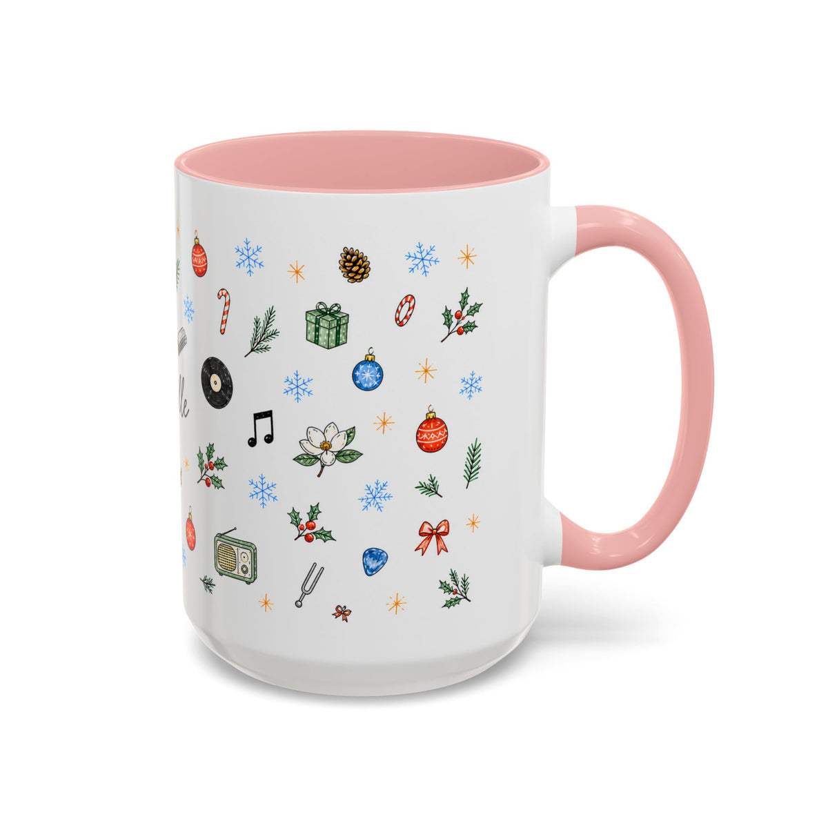 Nashville Christmas Mug | Watercolor City Souvenir, Acoustic Guitar, Harmonica (11oz 15oz)