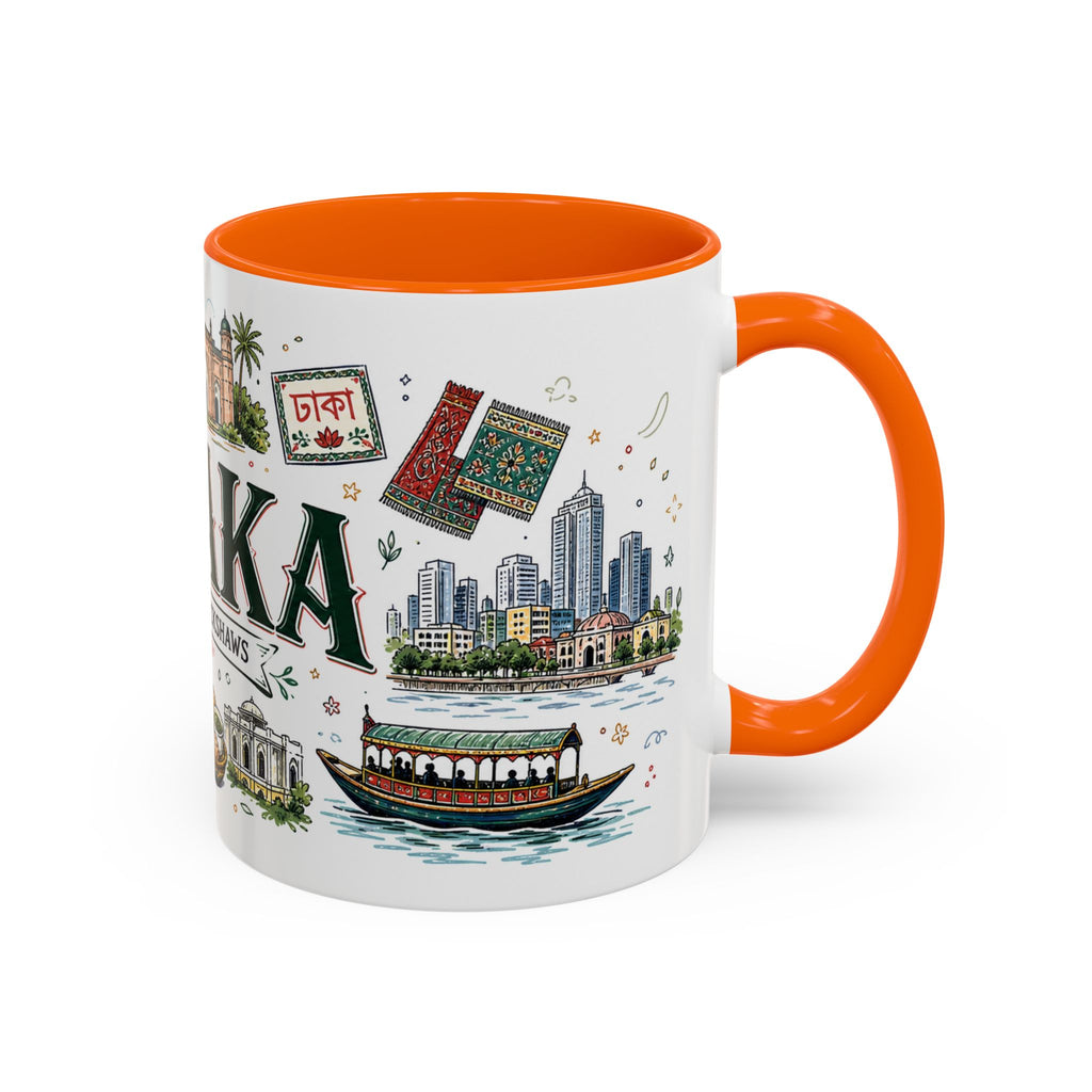 Dhaka Coffee Mug | Bangladesh Souvenir Travel Gift | Accent Color Ceramic 11oz 15oz