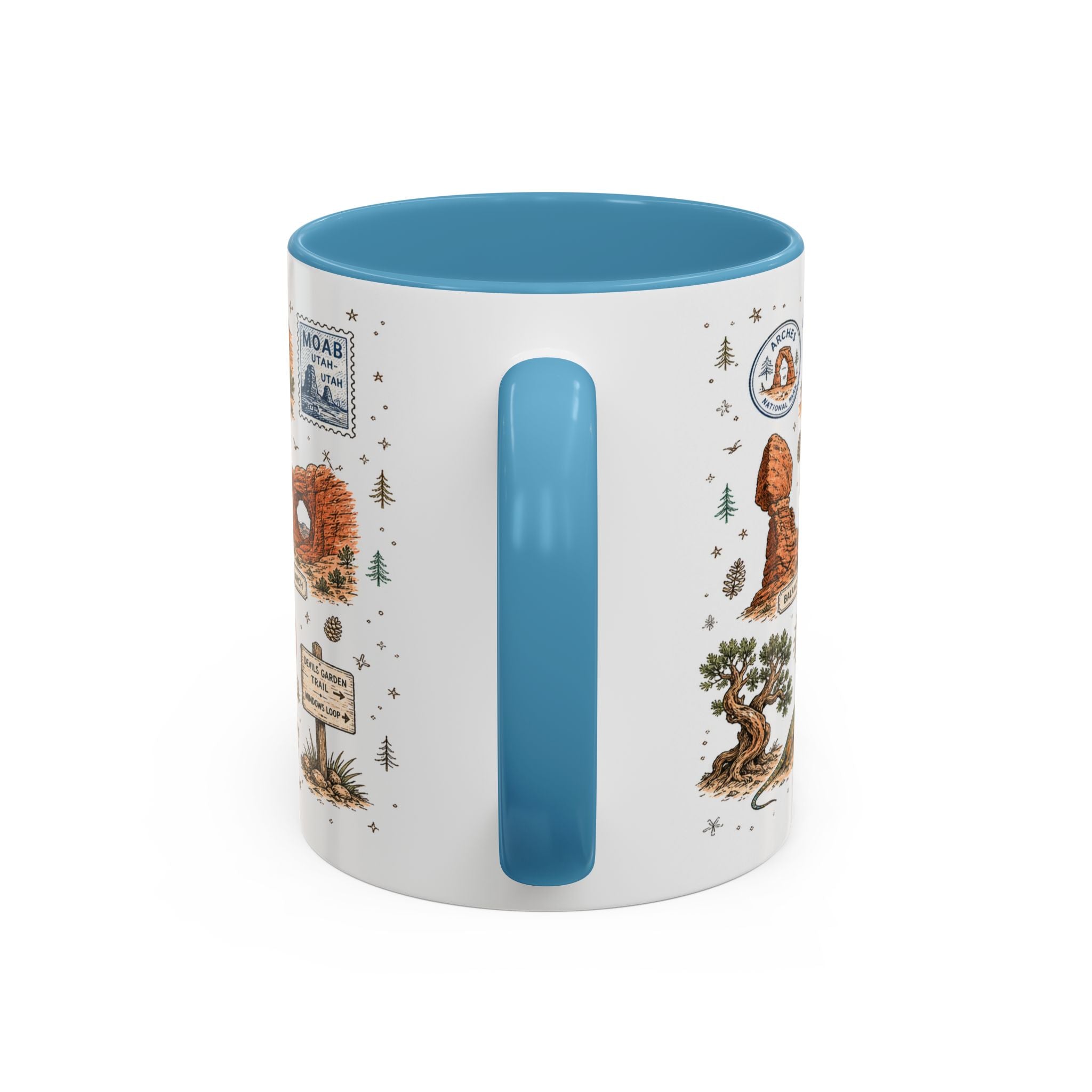Arches Coffee Mug | National Park Hiking Utah Gift | Accent Color Ceramic 11oz 15oz