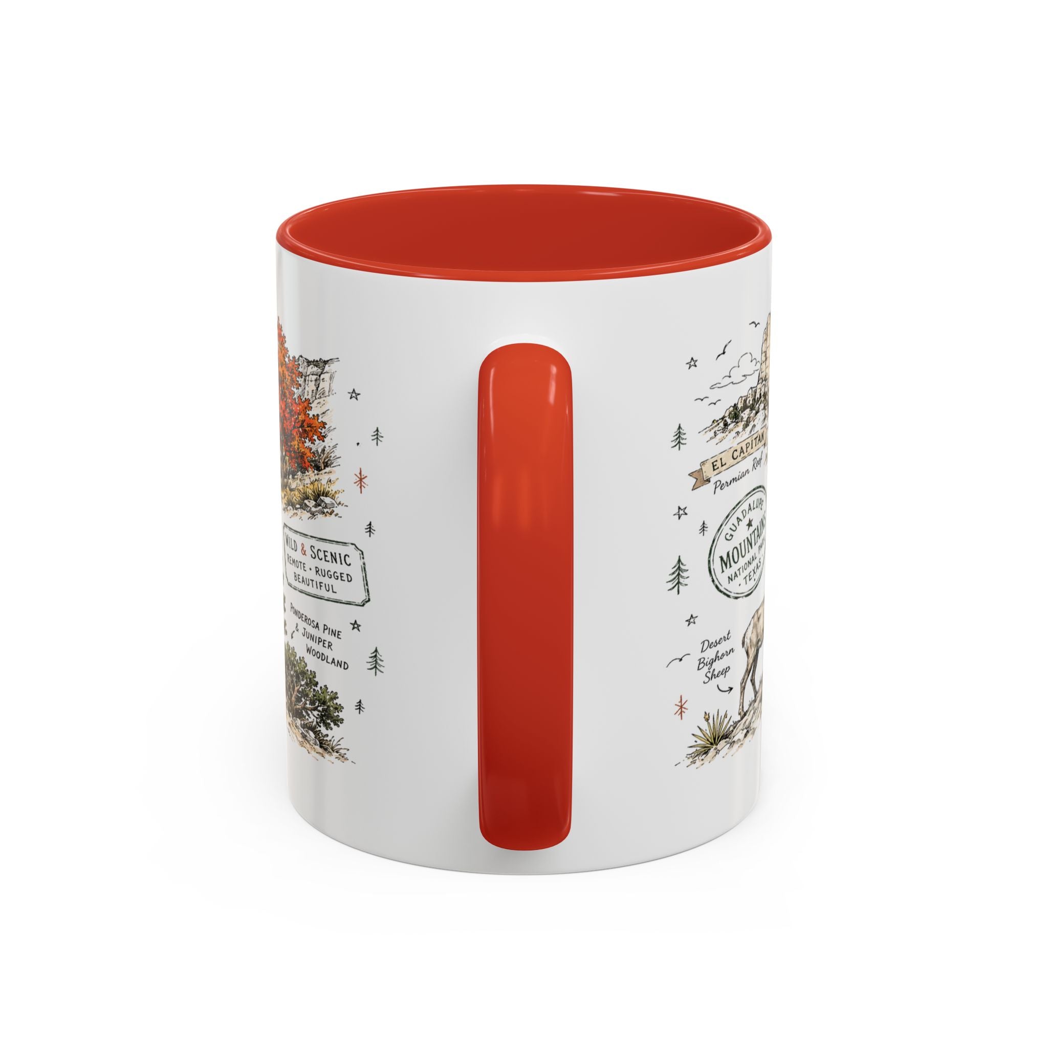 Guadalupe Mountains National Park Coffee Mug | Texas Desert Peaks Hiking Gift | Accent Color Ceramic 11oz 15oz