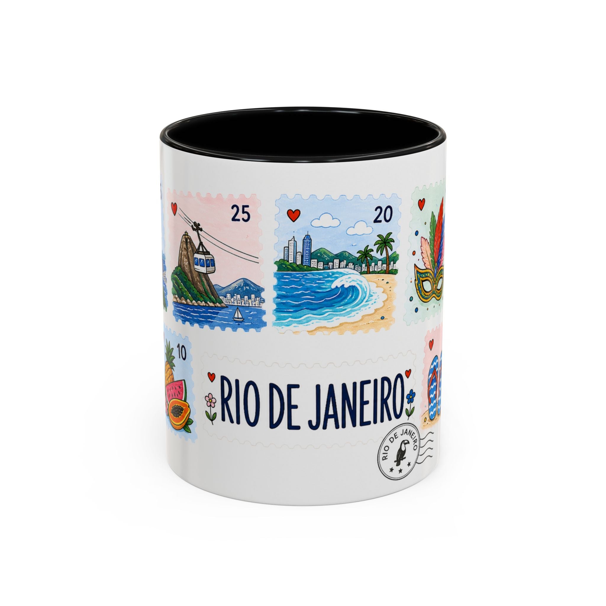 Rio de Janeiro Coffee Mug | Postage Stamp Collage Mug | Travel Souvenir Accent Cup 11oz 15oz
