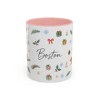 Boston Christmas Mug | Watercolor Travel Souvenir | Holiday Gift | Accent Ceramic Coffee Cup 11oz 15oz