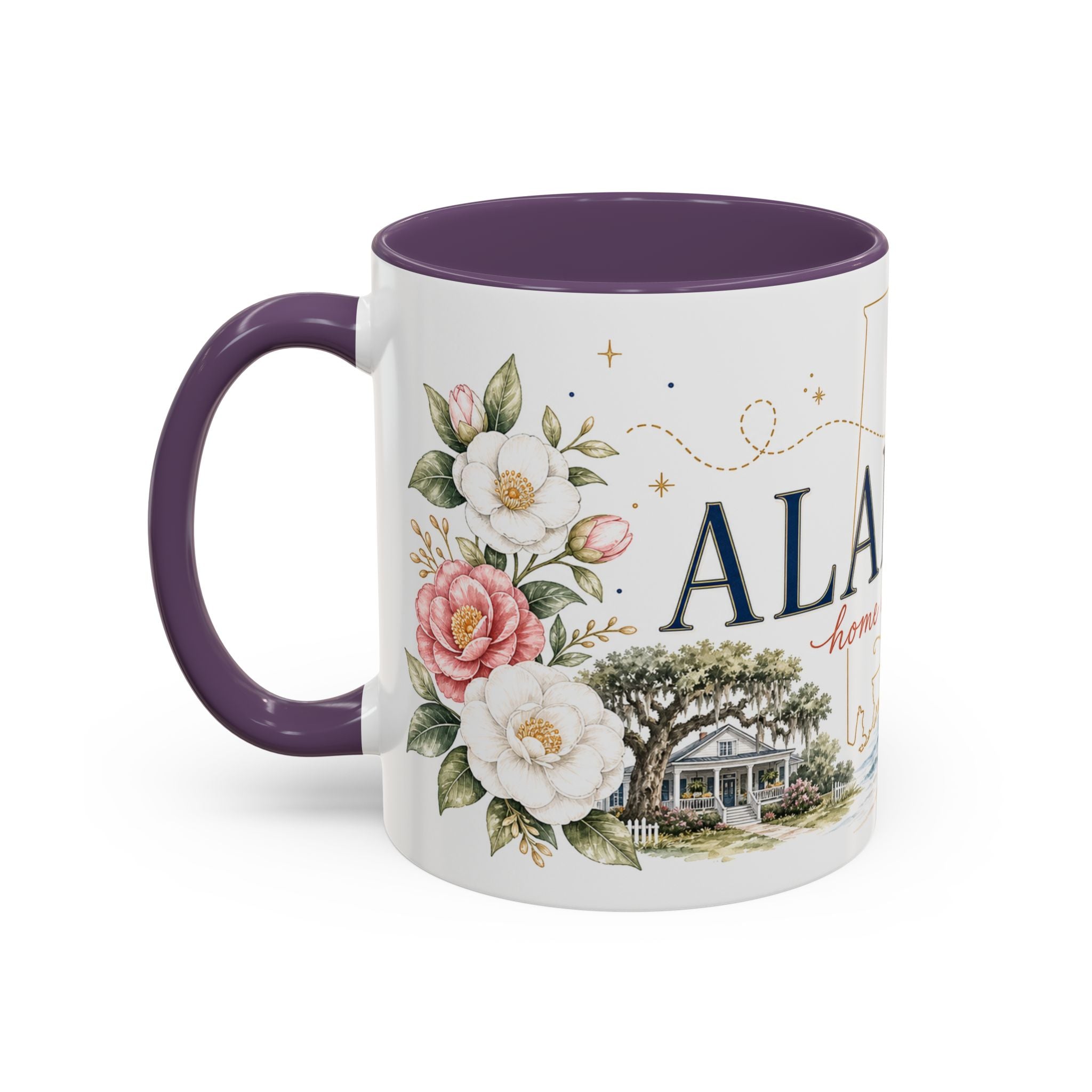 Alabama State Map Mug | Coastal Scenery, Botanical Accents, Homesick Gift