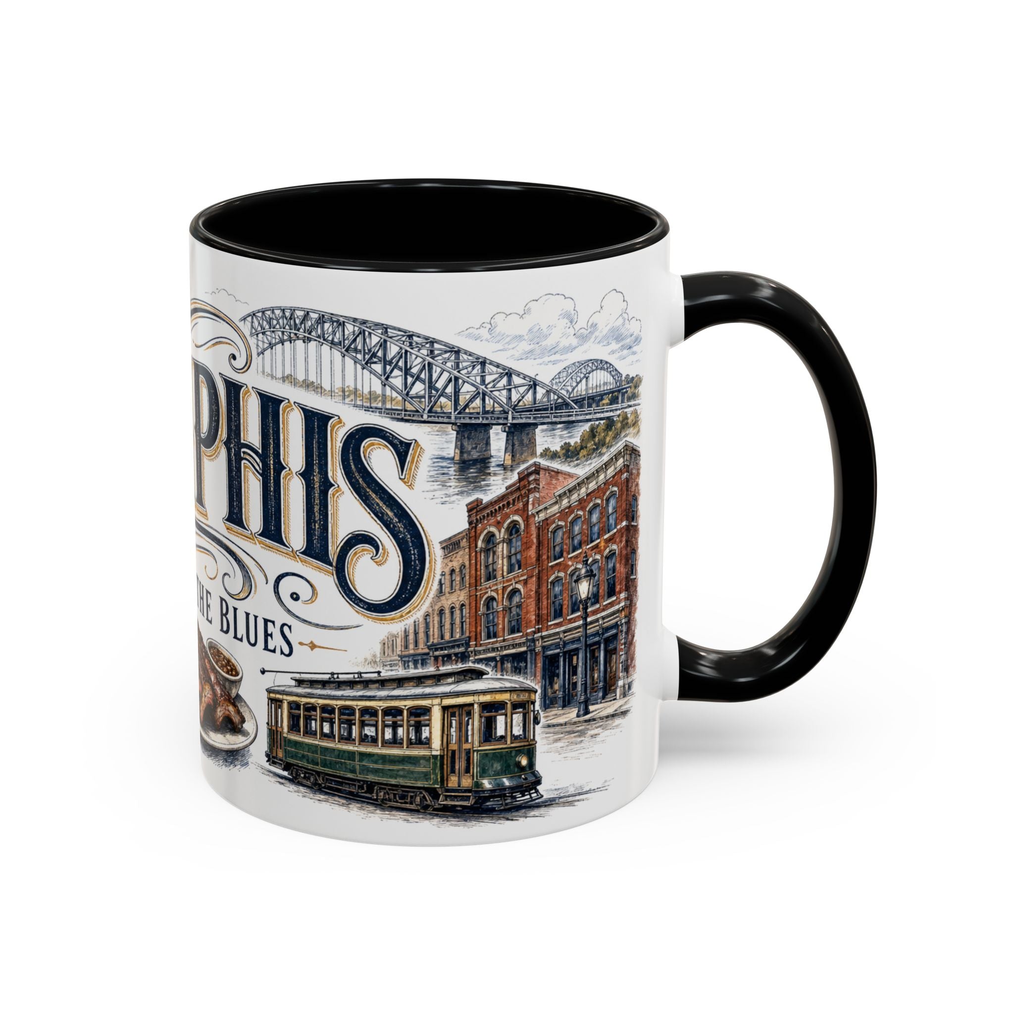 Memphis Coffee Mug | United States Travel Souvenir | Vintage Illustrated City Gift | 11 oz 15 oz Accent Mug