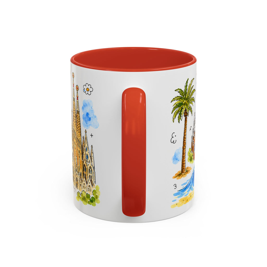 Barcelona Travel Mug | European City Souvenir Accent Coffee Mug | 11oz 15oz Ceramic Cup