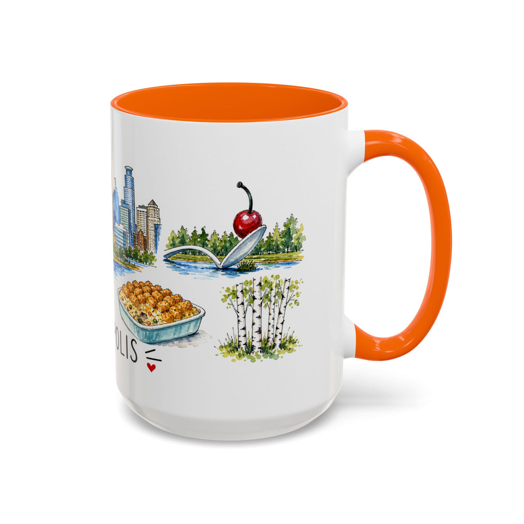 Minneapolis Illustrated Travel Mug | City Souvenir Accent Coffee Mug | 11oz 15oz Ceramic Cup