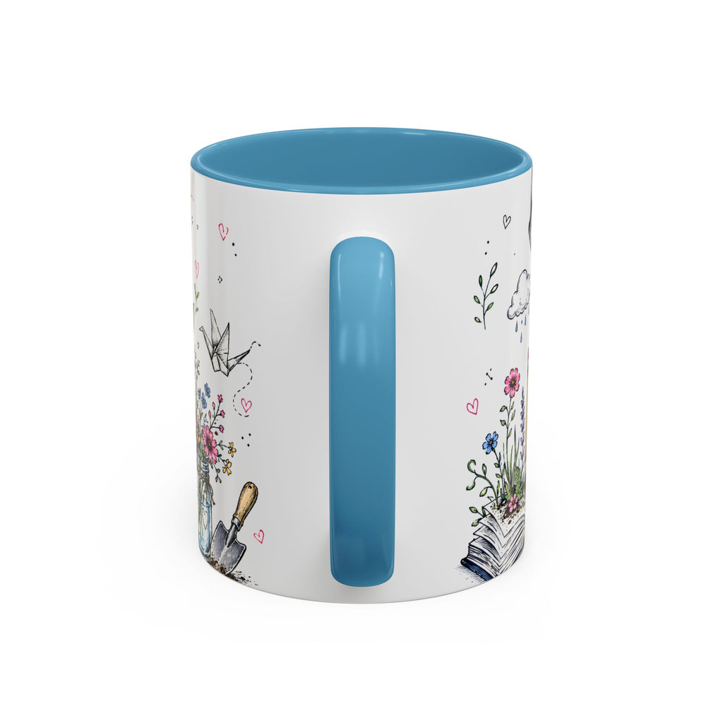 Thank You Teacher Coffee Mug | For Helping Me Grow Appreciation Gift | Accent Color Ceramic 11oz 15oz