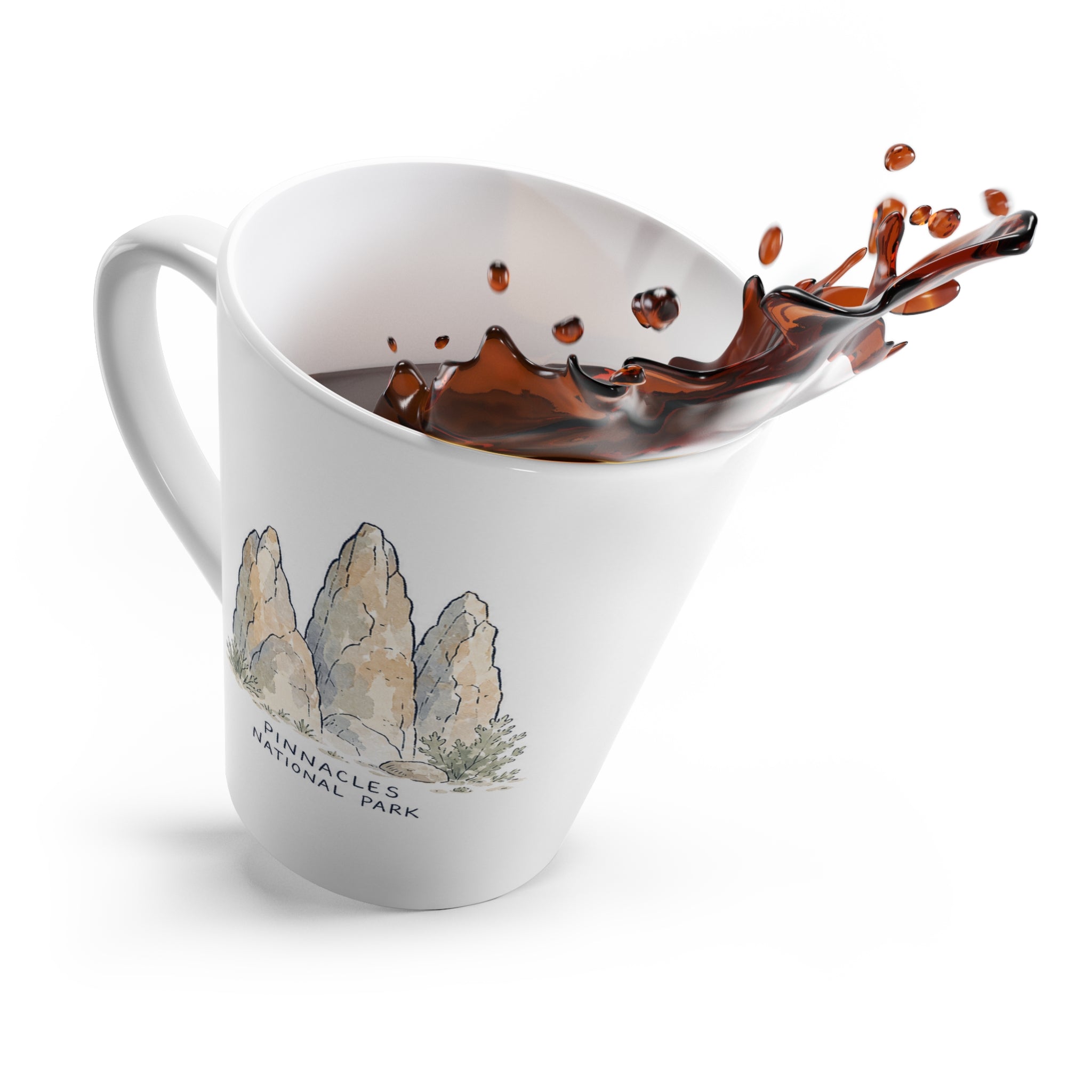 Pinnacles National Park Latte Mug | Pastel Watercolor Nature Coffee Cup | 12 oz Travel Souvenir Gift