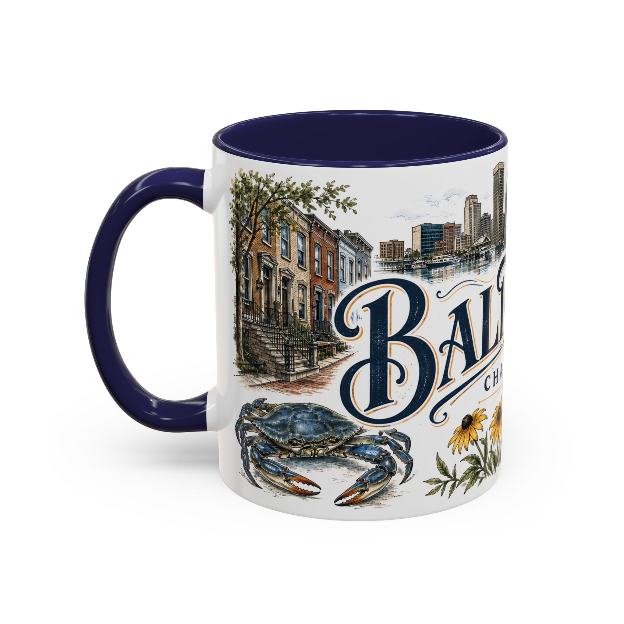 Baltimore Coffee Mug | United States Travel Souvenir | Vintage Illustrated City Gift | 11 oz 15 oz Accent Mug