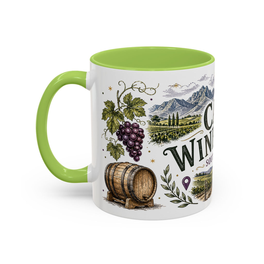 Cape Winelands Coffee Mug | Travel Destination Souvenir Gift | Accent Color Ceramic 11oz 15oz