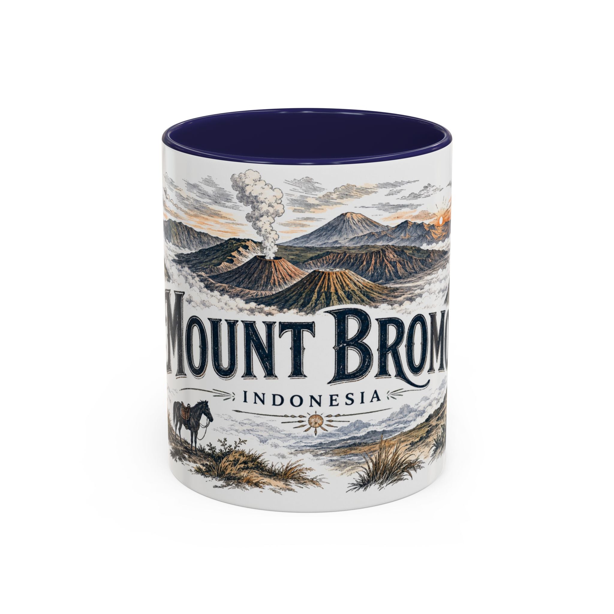 Mount Bromo Mug, Indonesia Travel Souvenir, Bucket List Gift, Accent Ceramic Coffee Mug 11oz 15oz