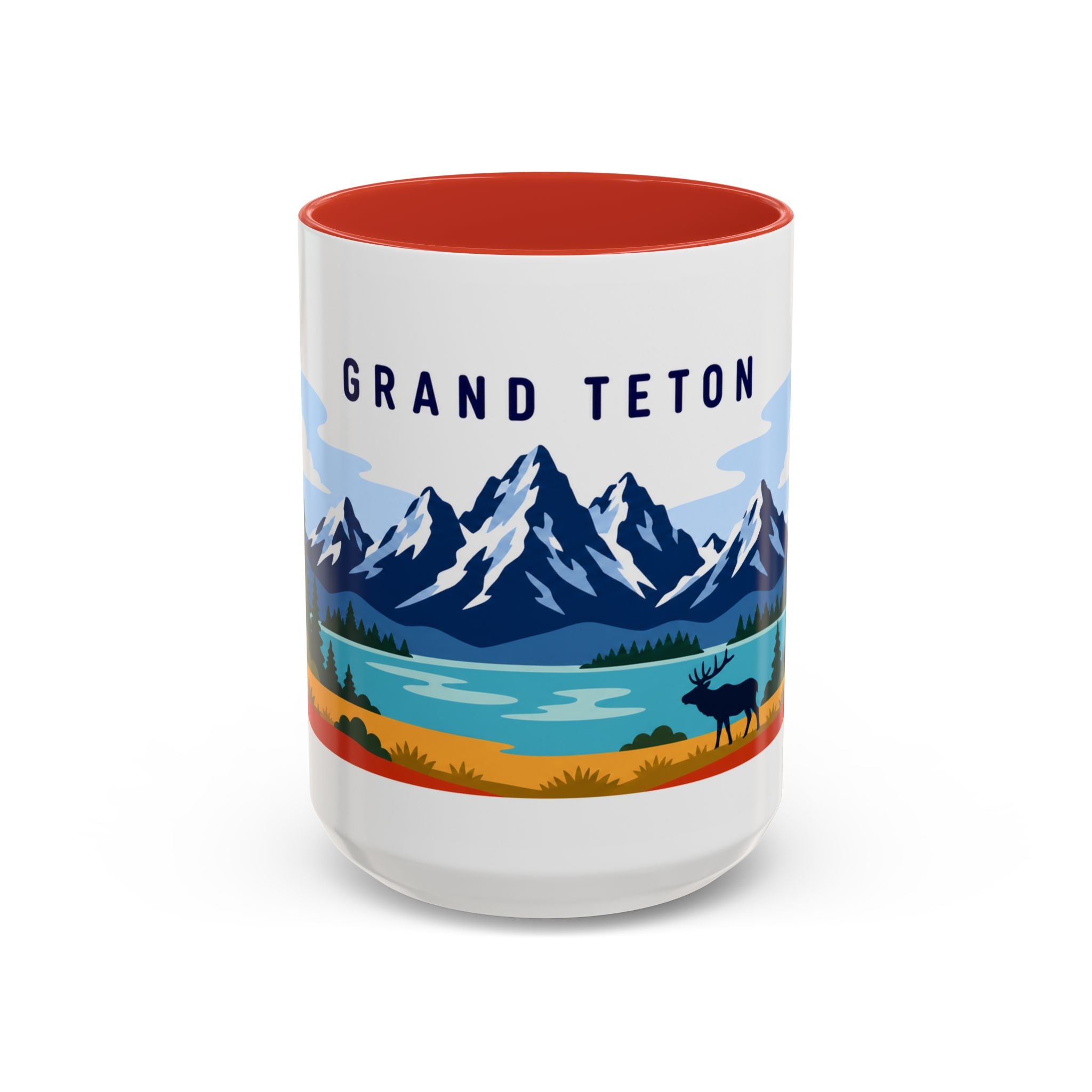 Grand Teton Coffee Mug | Travel Destination Souvenir Gift | Accent Color Ceramic 11oz 15oz