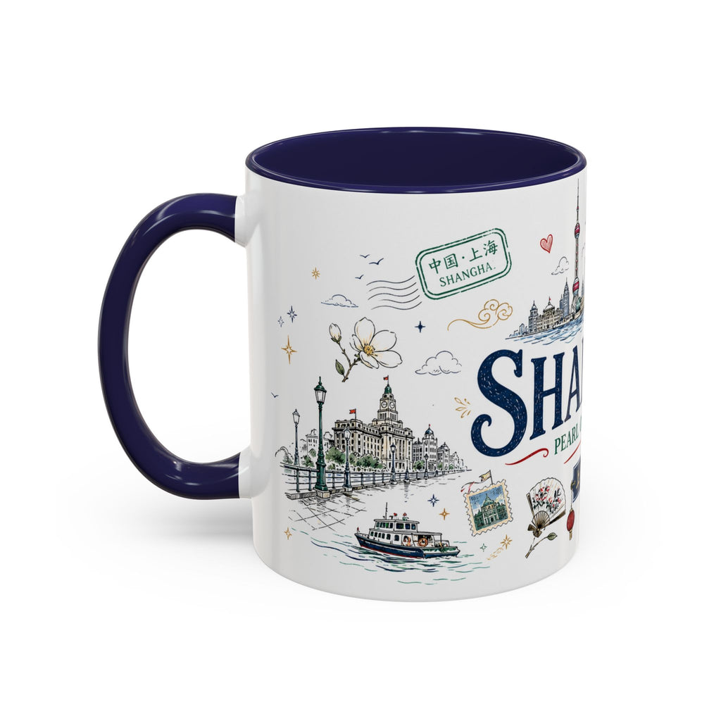 Shanghai Coffee Mug | China Souvenir Travel Gift | Accent Color Ceramic 11oz 15oz