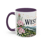 West Virginia State Map Mug | Appalachian Bridge, Rhododendron Accent Coffee Cup