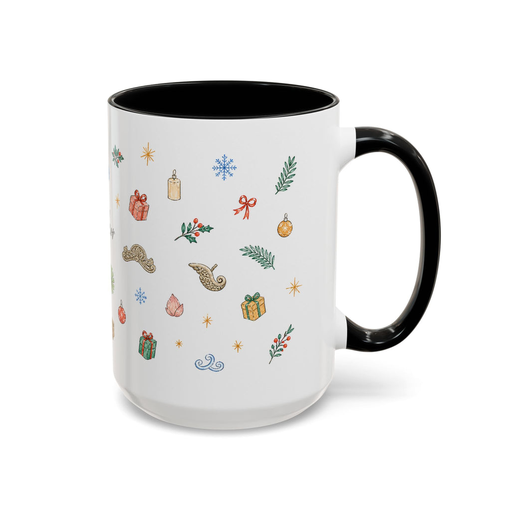 Angkor Christmas Mug | Watercolor Travel Souvenir | Holiday Gift | Accent Ceramic Coffee Cup 11oz 15oz