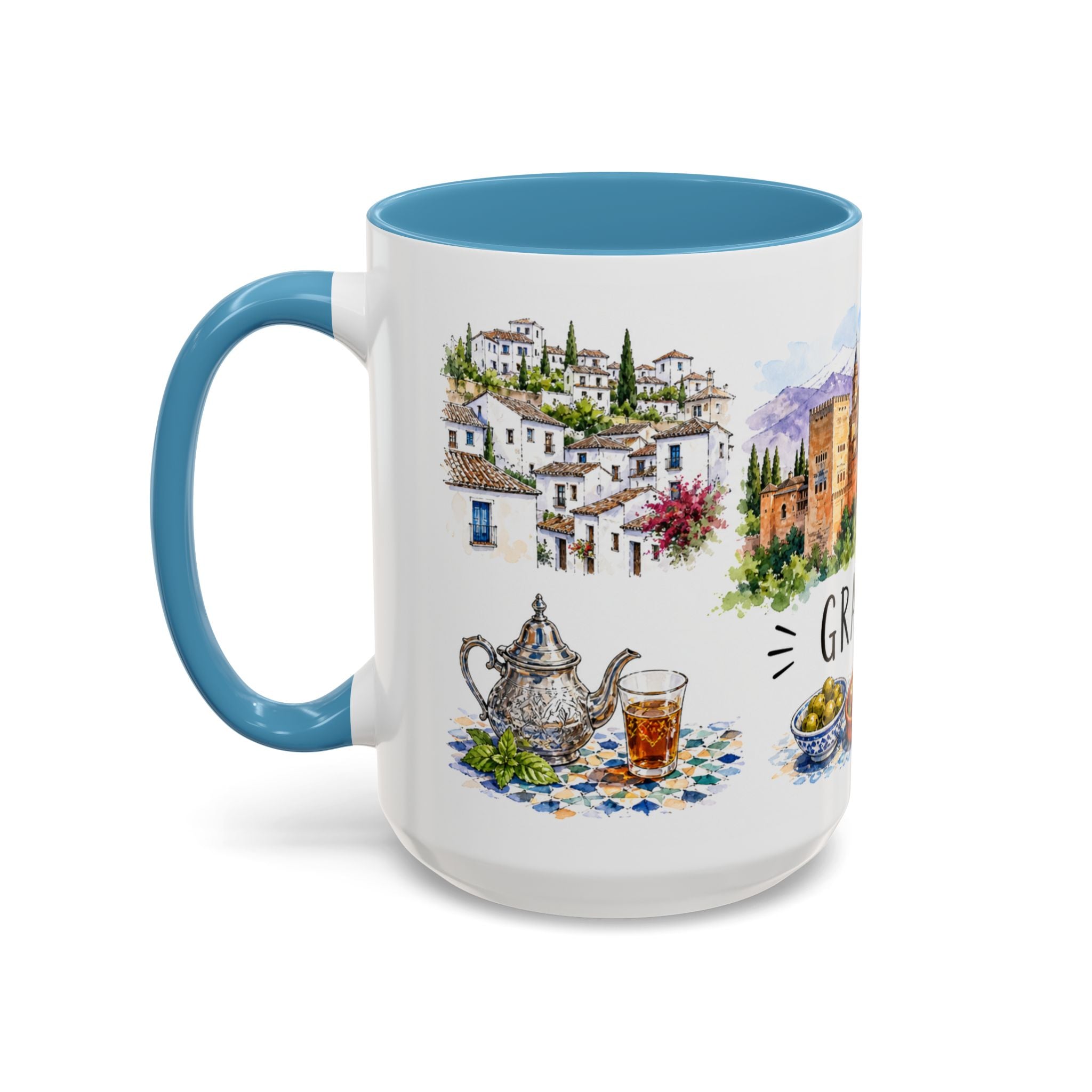 Granada Illustrated Travel Mug | City Souvenir Accent Coffee Mug | 11oz 15oz Ceramic Cup
