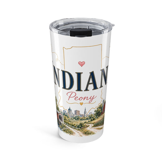 Indiana State Flower 20oz Tumbler | Peony Botanical State Flower Gift | Insulated Stainless Steel Travel Cup