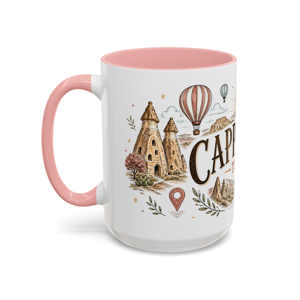 Cappadocia Coffee Mug | Travel Destination Souvenir Gift | Accent Color Ceramic 11oz 15oz