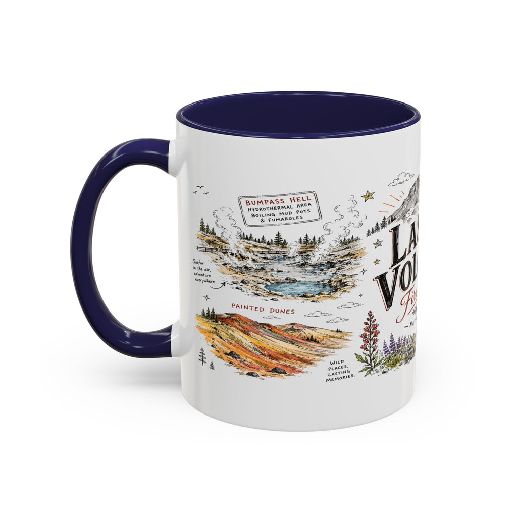 Lassen Volcanic National Park Coffee Mug | California Volcano Geothermal Hiking Gift | Accent Color Ceramic 11oz 15oz