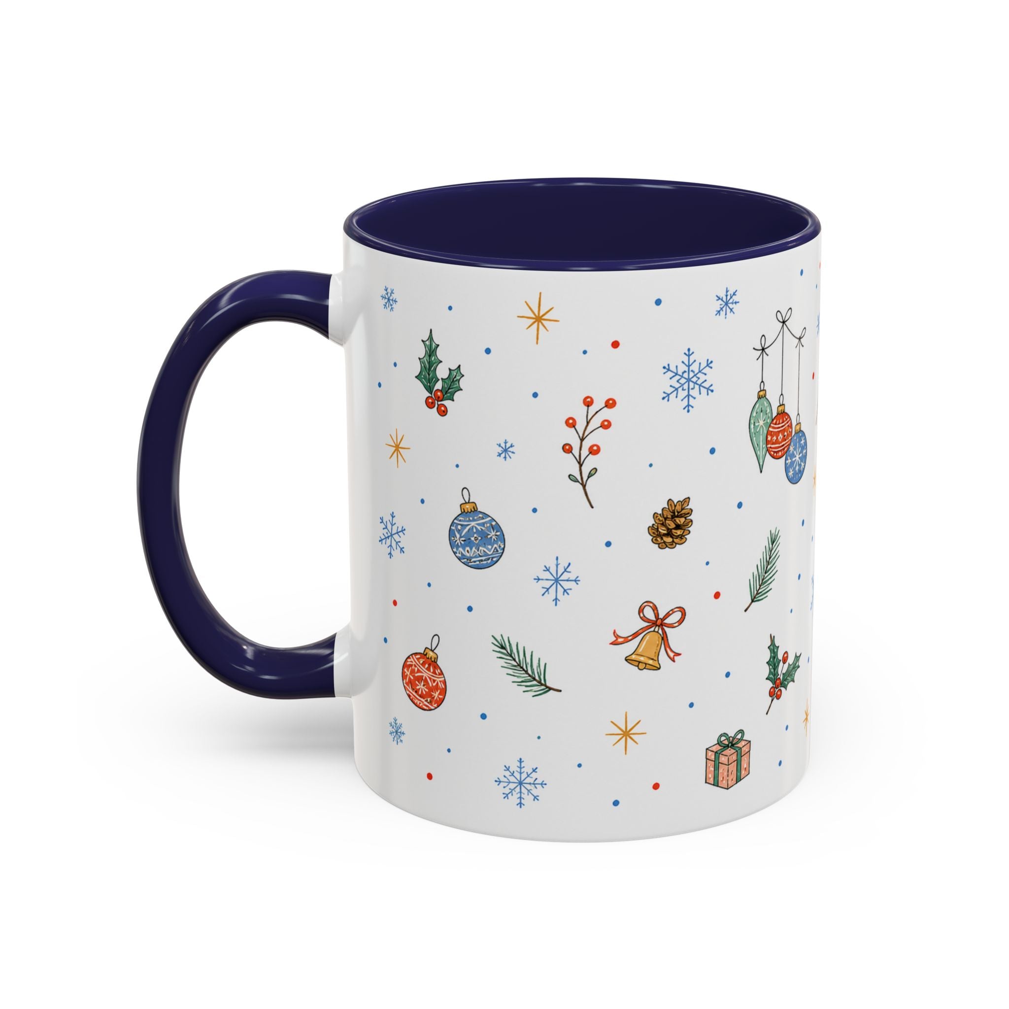 Christmas Ornament Mug | Snowflake Watercolor Holiday Gift | Accent Cup 11oz 15oz