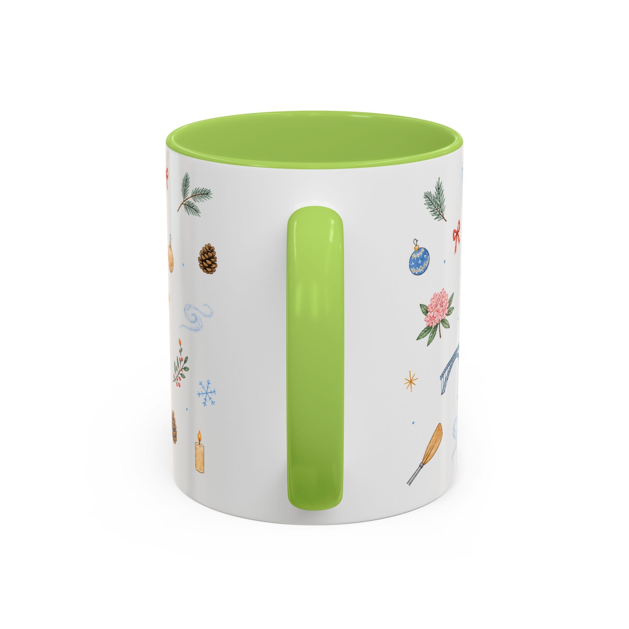 New River Gorge National Park Christmas Mug | Watercolor Travel Souvenir | Holiday Gift | Accent Ceramic Coffee Cup 11oz 15oz