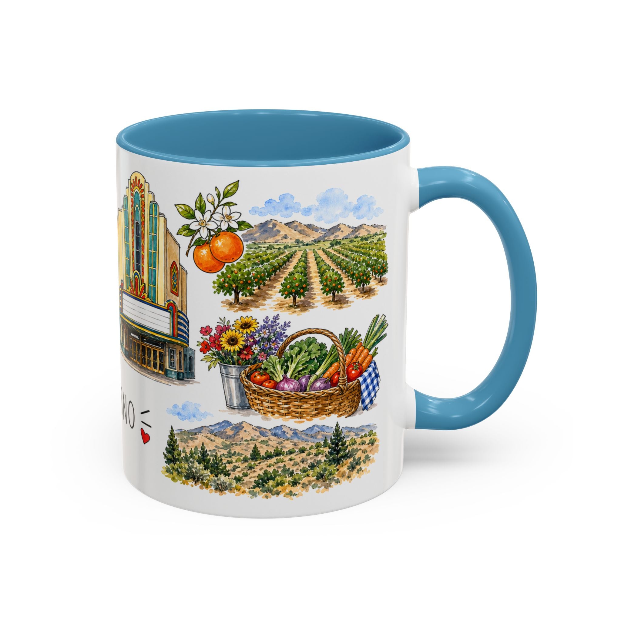 Fresno Illustrated Travel Mug | City Souvenir Accent Coffee Mug | 11oz 15oz Ceramic Cup