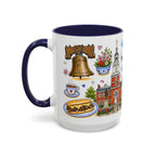 Philadelphia Illustrated Travel Mug | City Souvenir Accent Coffee Mug | 11oz 15oz Ceramic Cup