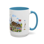 Zermatt Illustrated Travel Mug | Switzerland Souvenir Accent Coffee Mug | 11oz 15oz Ceramic Cup