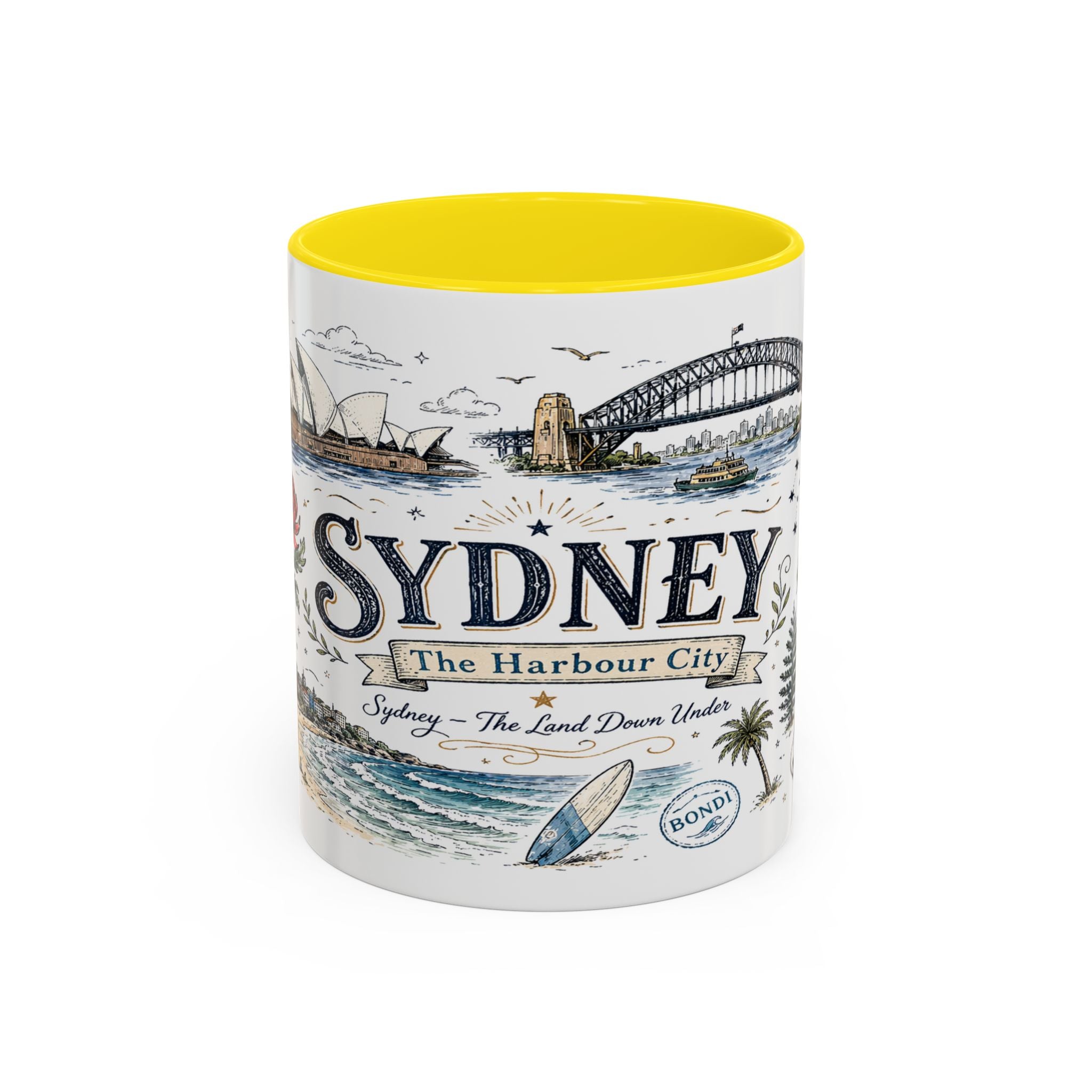 Sydney Coffee Mug | Australia Souvenir Travel Gift | Accent Color Ceramic 11oz 15oz