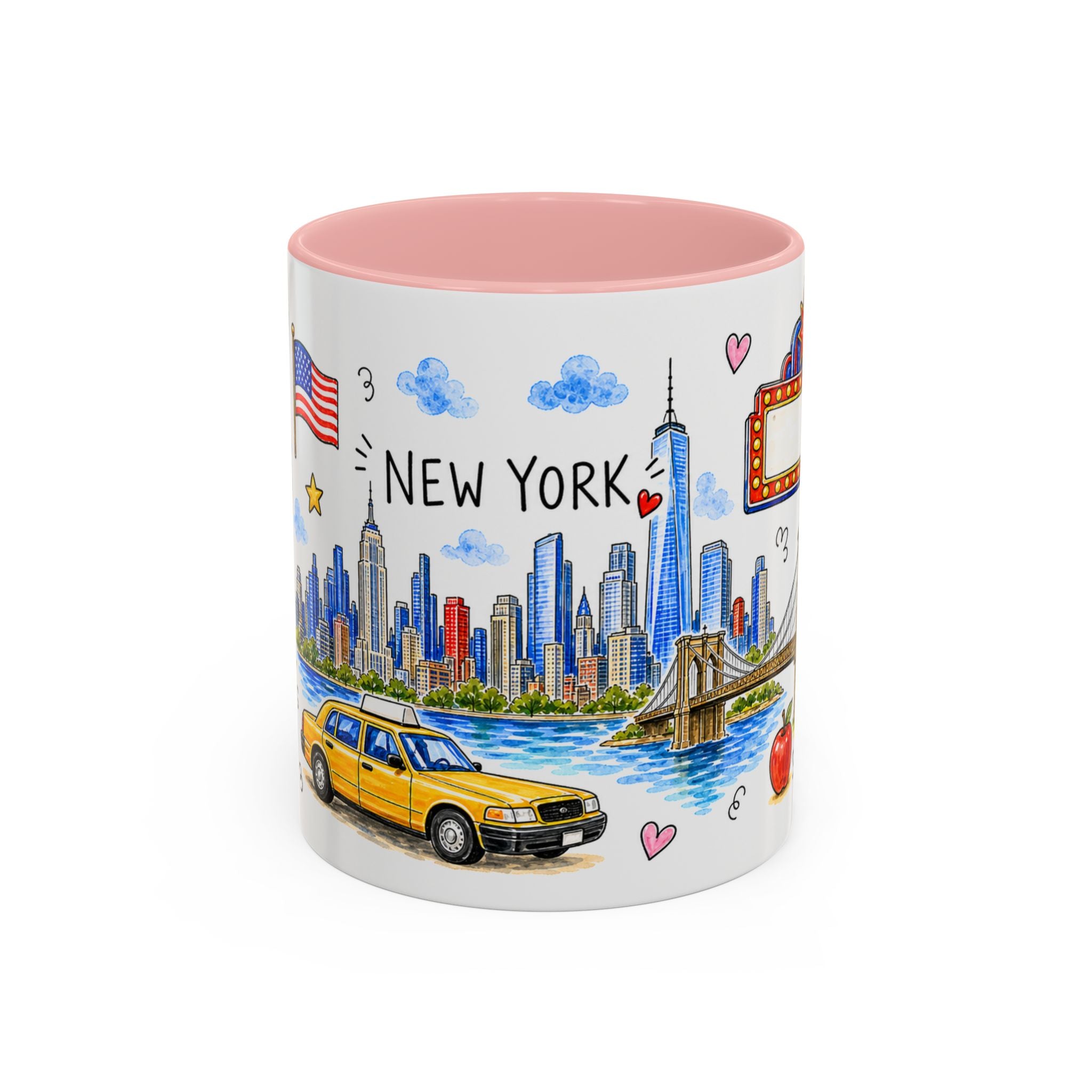 New York City Illustrated Travel Mug | City Souvenir Accent Coffee Mug | 11oz 15oz Ceramic Cup