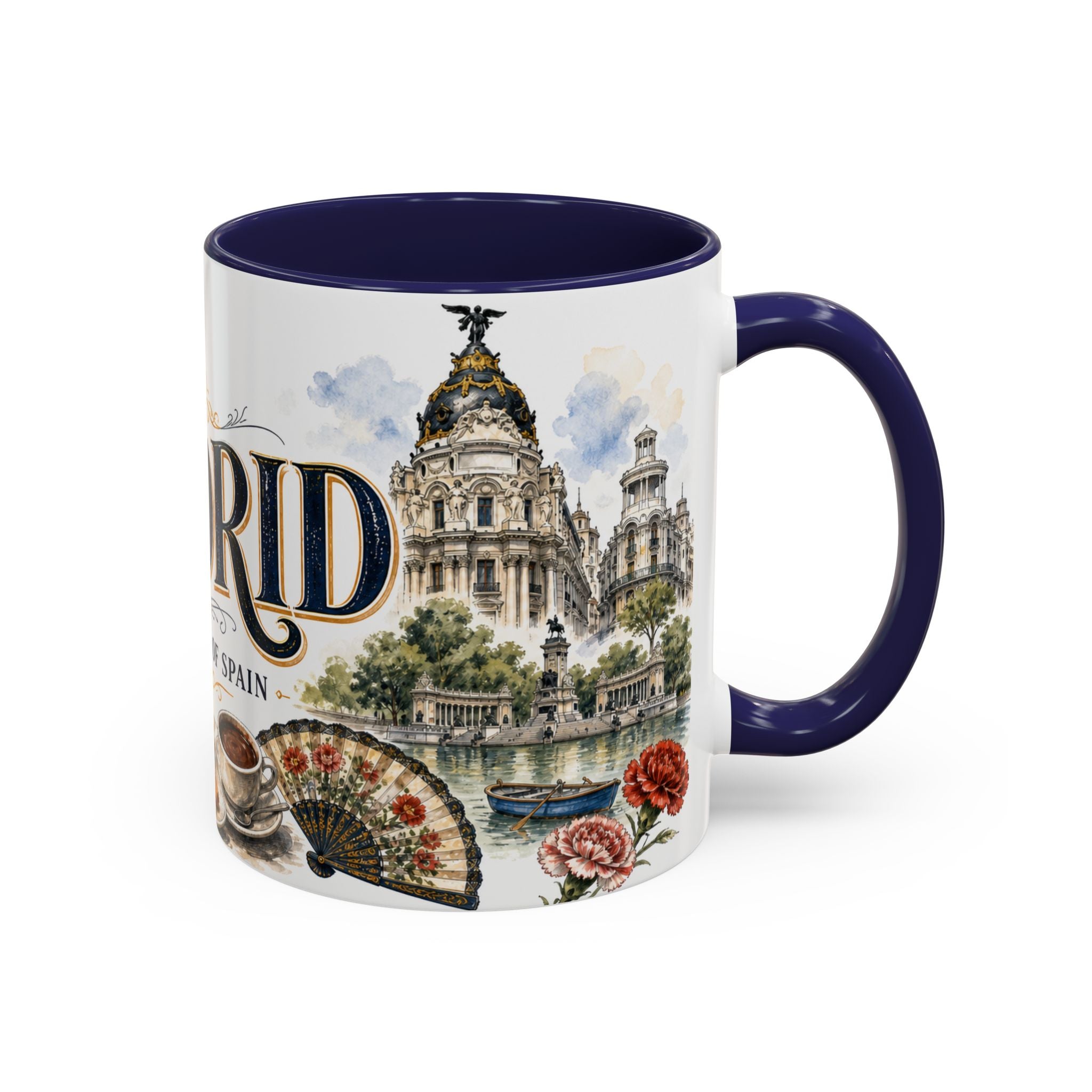 Madrid Coffee Mug | Spain Travel Souvenir | Vintage Illustrated City Gift | 11 oz 15 oz Accent Mug