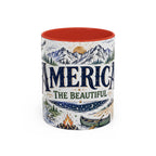America the Beautiful Coffee Mug | Patriotic USA Gift | Accent Color Ceramic 11oz 15oz