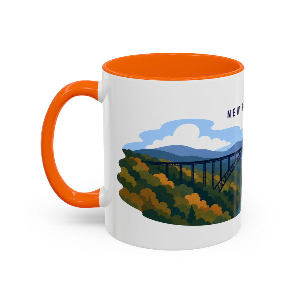 New River Gorge National Park and Preserve Coffee Mug | Solid Color Block Park Souvenir | 11oz 15oz Accent Mug