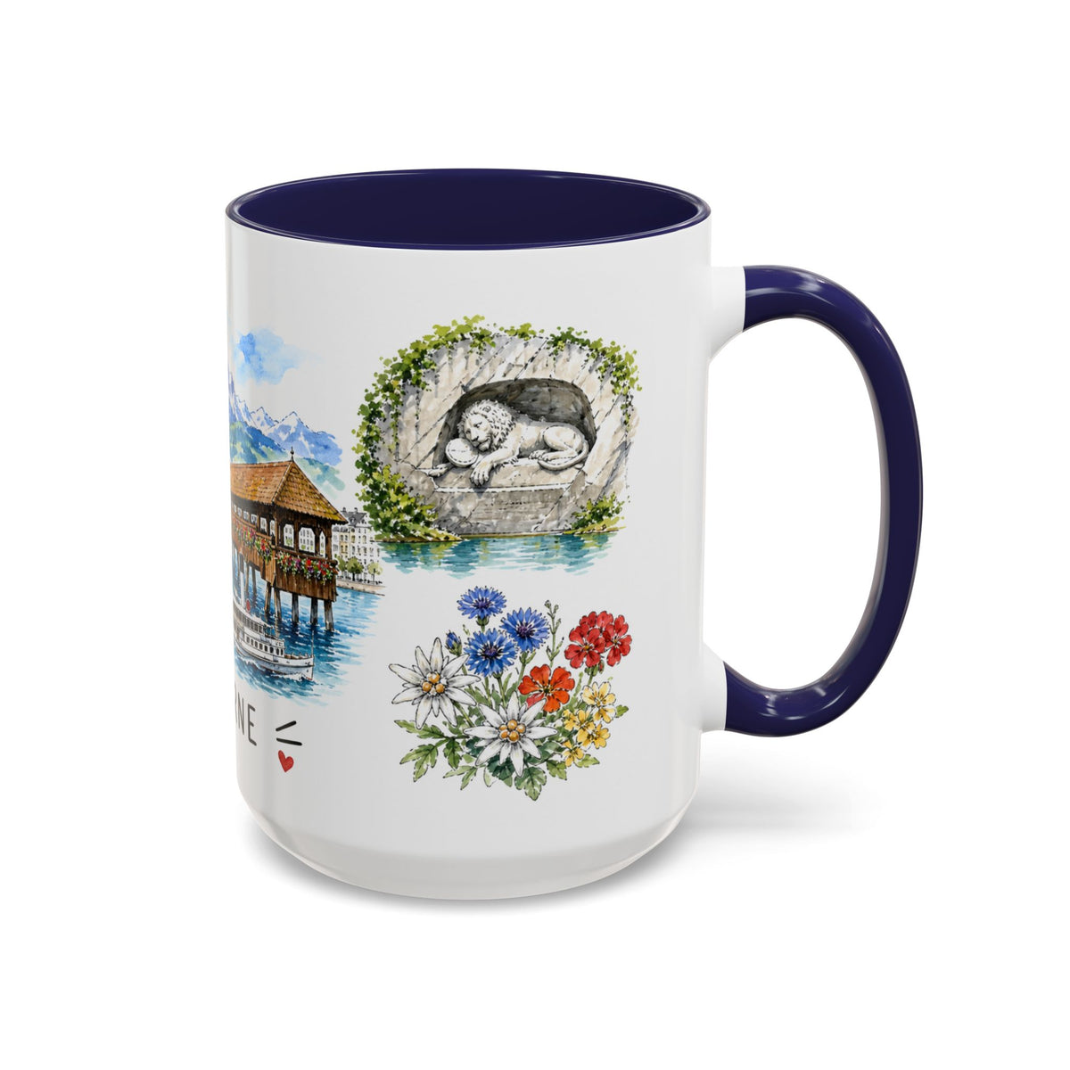 Lucerne Illustrated Travel Mug | City Souvenir Accent Coffee Mug | 11oz 15oz Ceramic Cup