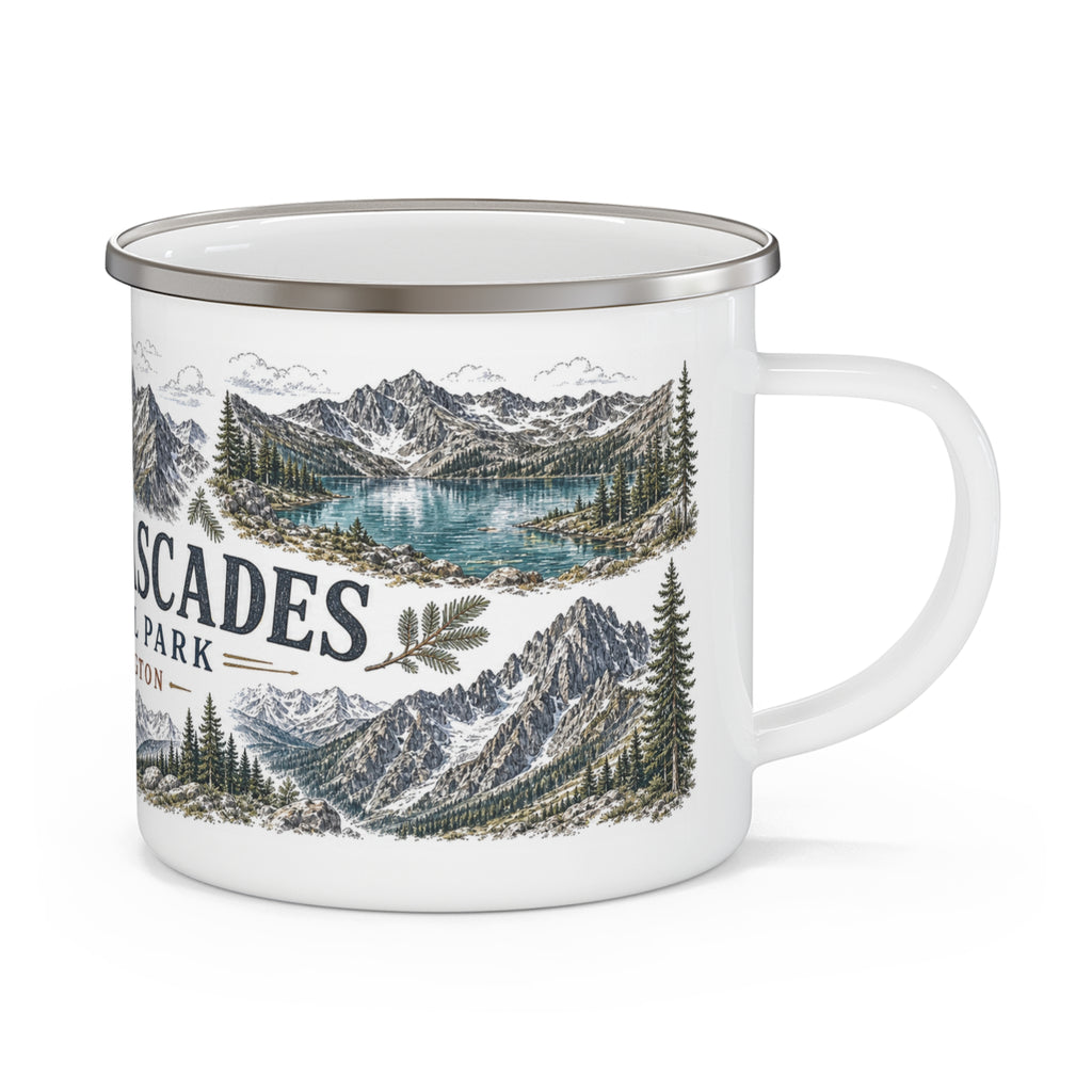 North Cascades National Park Vintage Enamel Camping Mug | 12oz National Park Hiking Gift