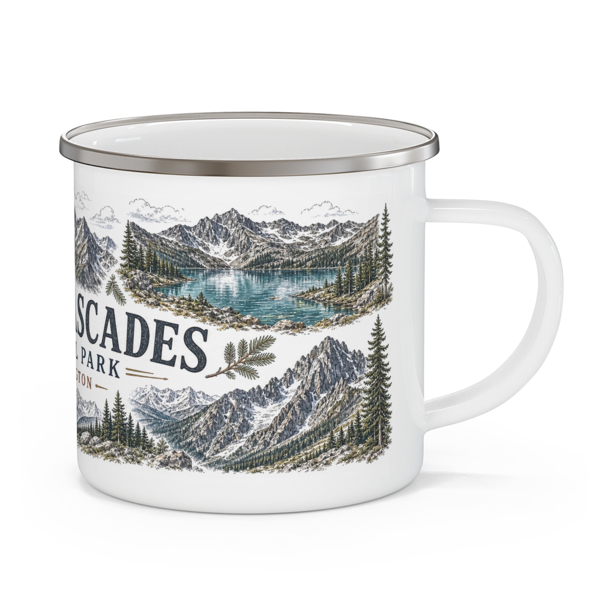 North Cascades National Park Vintage Enamel Camping Mug | 12oz National Park Hiking Gift