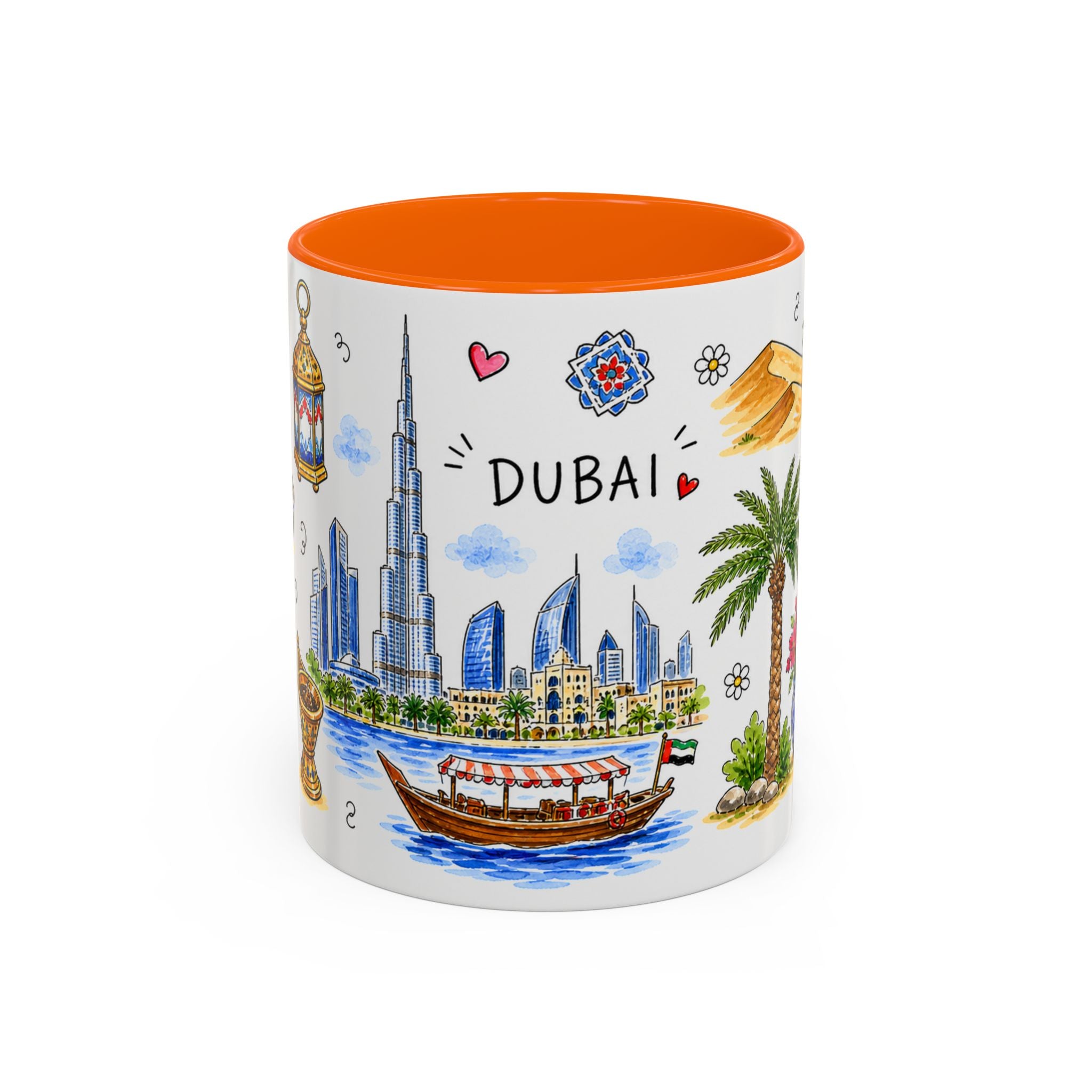 Dubai Illustrated Travel Mug | City Souvenir Accent Coffee Mug | 11oz 15oz Ceramic Cup