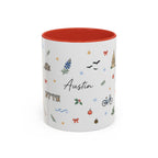 Austin Christmas Mug | Watercolor Travel Souvenir | Holiday Gift | Accent Ceramic Coffee Cup 11oz 15oz
