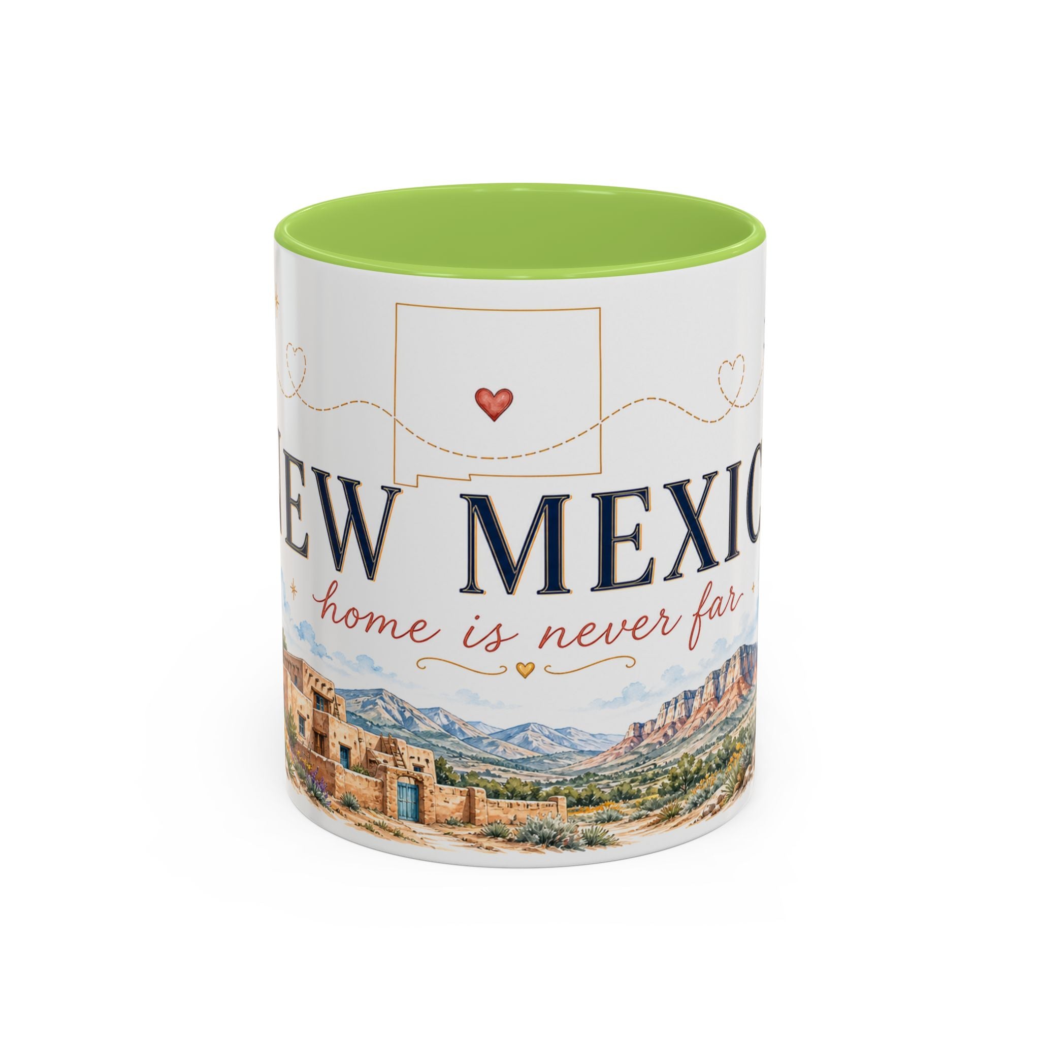 New Mexico State Map Mug | Desert Scenery, Yucca Flower Accent Coffee Cup