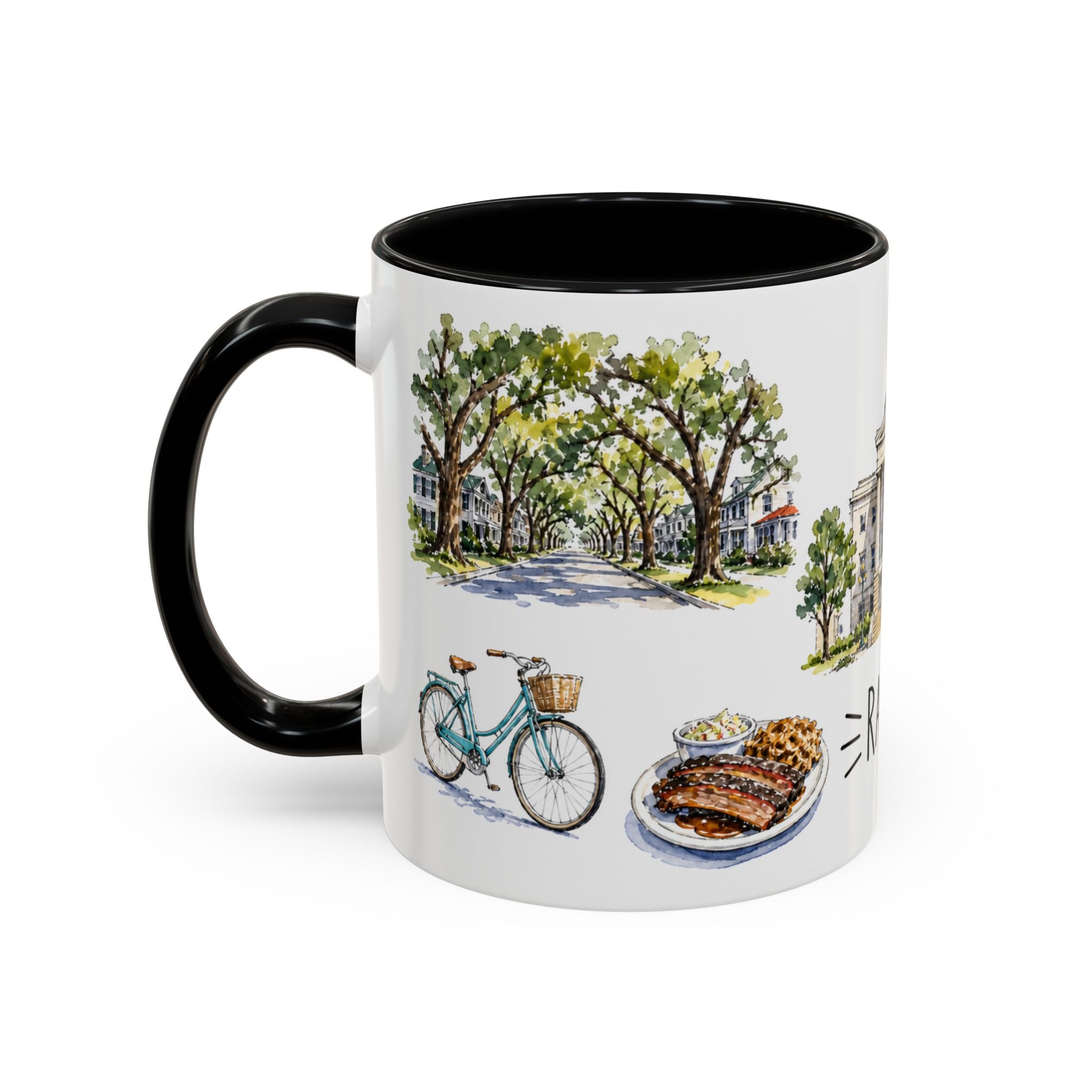 Raleigh Illustrated Travel Mug | City Souvenir Accent Coffee Mug | 11oz 15oz Ceramic Cup