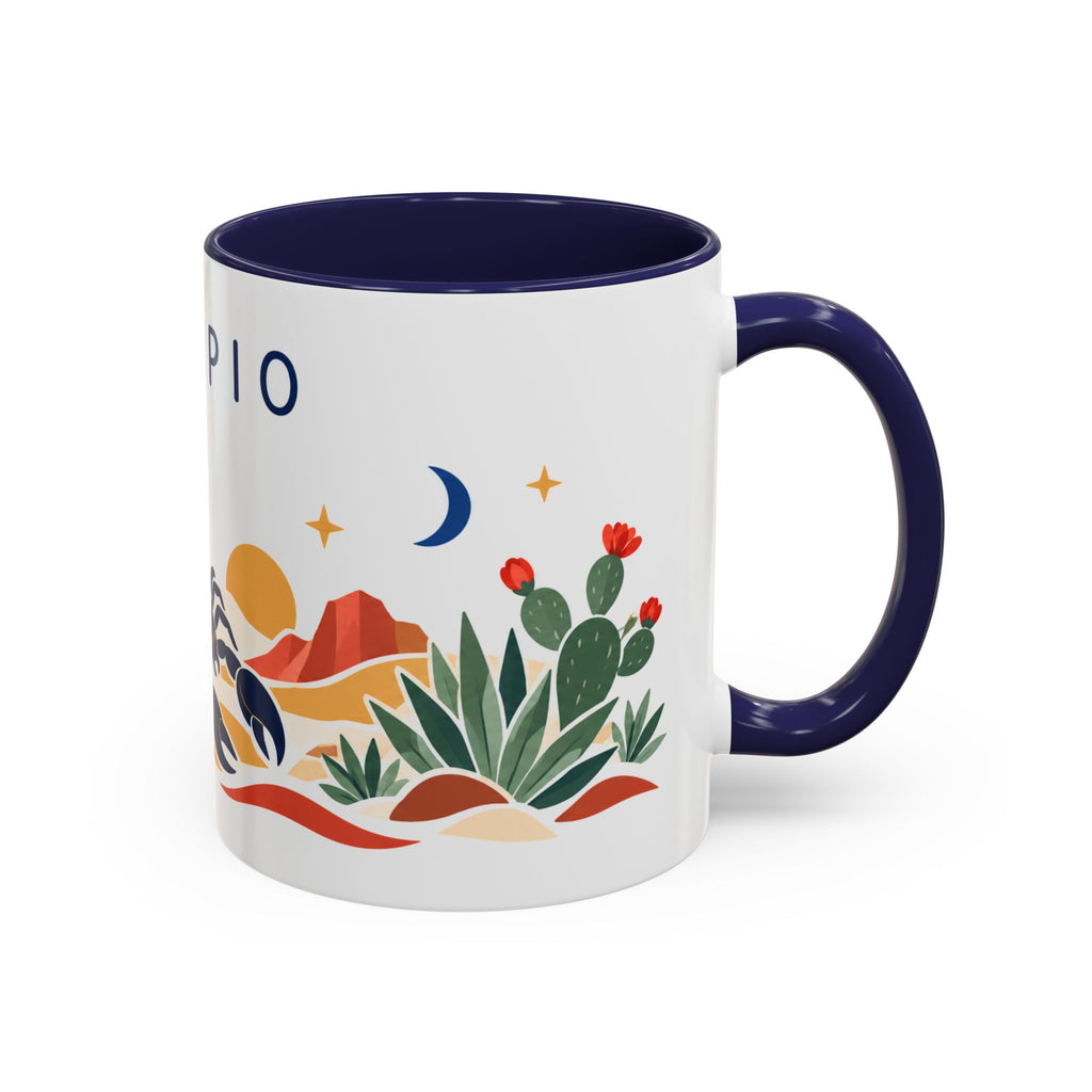 Scorpio Zodiac Coffee Mug | Scorpion and Desert Design | Astrology Birthday Gift | 11 oz 15 oz Ceramic Accent Mug